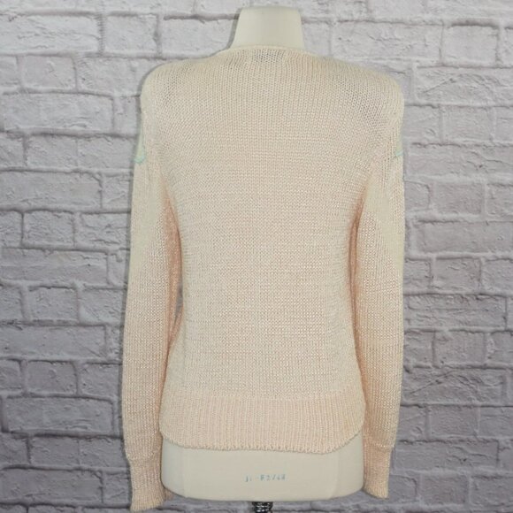 Vintage 80s Knit Pastel Angora Lambswool Sweater - Picture 3 of 6